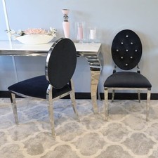 Krzesło Ludwik glamour Black nowoczesne krzesła pikowane kryształkami na sprzedaż  PL