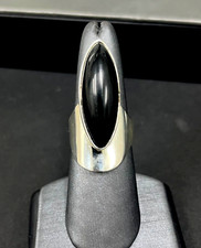 ANEL VINTAGE MÉXICO TV-52 OBLONGO PRETO ÔNIX PRATA ESTERLINA 925 TAMANHO 8 comprar usado  Enviando para Brazil