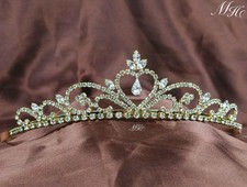 Tiara de noiva coração strass coroa de ouro tiara feita à mão joias de cabelo, usado comprar usado  Enviando para Brazil