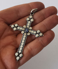 Cruz grande de prata esterlina e opala - 74 mm. comprar usado  Enviando para Brazil