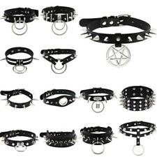 Gargantilha feminina de couro PU colar O anel colar de pescoço corrente gótica punk cravejada comprar usado  Enviando para Brazil