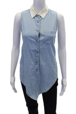 Top Equipment Mujer Algodón Sin Mangas Botón Corbata Frontal Azul Talla XS segunda mano  Embacar hacia Mexico