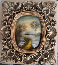quadro dipinto OLIO su tavolo cornice foglia oro baroccA classico antico 39X44CM comprar usado  Enviando para Brazil
