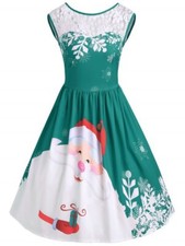 Novo Vestido de Festa de Natal Die Die Die Moda Verde Papai Noel Flocos de Neve XXL, usado comprar usado  Enviando para Brazil