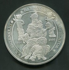 tu_bazar  CINCUENTIN 10000 PESETAS PLATA 2000 CARLOS V  FNMT EN CAPSULA comprar usado  Enviando para Brazil