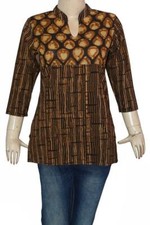 Túnica feminina casual algodão top étnico estampado à mão vestido Kurti amarelo comprar usado  Enviando para Brazil