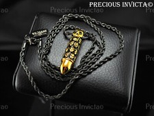 ➤Invicta Autêntico Joia CAVEIRA TALISMÃ PINGENTE BALA OURO COM CORRENTE DE CORDA 24"  comprar usado  Enviando para Brazil