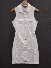 Camisa Guess feminina de linho branco cinto vestido ajustado colarinho botão para baixo tamanho M comprar usado  Enviando para Brazil