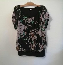 Blouse noire fleurs d'occasion  Bourg-de-Thizy