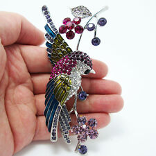 Broche de flor de pájaro golondrina estilo vintage cristal de estrás esmalte múltiple segunda mano  Embacar hacia Mexico