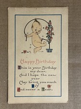 Cartão postal Kewpie bebê pular corda feliz aniversário rosas antigo PC 1918 comprar usado  Enviando para Brazil