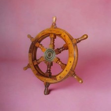 Roda de navio náutica de madeira 12" latão pirata decoração de parede artesanato arte para casa comprar usado  Enviando para Brazil