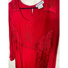 Vestido maxi The Paragon L bordado manga longa 100% viscose boho patchwork vermelho comprar usado  Enviando para Brazil