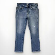 Jeans feminino GH Bass Co 6 azul cropped bainha crua cintura média jeans desgastado comprar usado  Enviando para Brazil