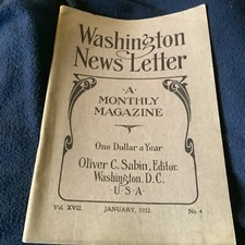 1912 APRIL WASHINGTON NEWS LETTER MAGAZINE OLIVER SABIN EDITOR, usado comprar usado  Enviando para Brazil