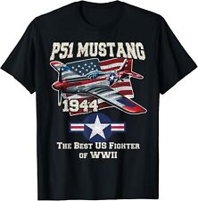 Nova Camiseta Militar Limitada P51 Mustang WW2 Warbird Avião Bandeira Americana comprar usado  Enviando para Brazil