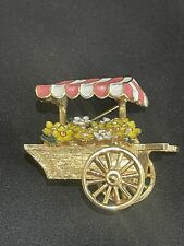 Broche vintage BOUCHER esmalte Fx carrinho de flores pérola figura, usado comprar usado  Enviando para Brazil