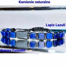 BRANSOLETKA KAMIENIE NATURALNE SUROWY TURMALIN LAPIS LAZULI KOSTKI HIT MĘSKA  na sprzedaż  PL