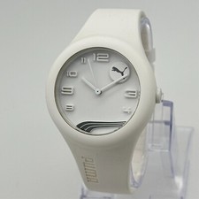 Relógio esportivo analógico masculino PUMA todo branco, estojo/pulseira de silicone, 43 mm, corridas de quartzo comprar usado  Enviando para Brazil
