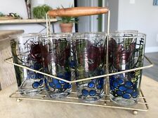 Conjunto Vintage 8 Copos MCM Caddy Carrier uvas rosas barra de vinho bebendo Nápoles comprar usado  Enviando para Brazil
