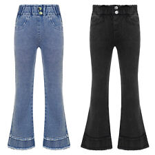 Calça jeans infantil feminina crua com fundo de sino calça jeans moderna bainha comprar usado  Enviando para Brazil