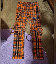 Usado, JEANS VINTAGE TRIPP NYC RARO LARANJA PRETO XADREZ PUNK GÓTICO - 30 comprar usado  Enviando para Brazil