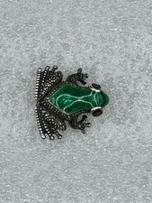 Broche/pino vintage de prata esterlina guilhochê marcasita e granada sapo deslumbrante!, usado comprar usado  Enviando para Brazil