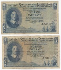 Sudáfrica,2 Rand  1961-65 Conjunto De 2 ,Sudáfrica Africano Reserva Banco P104b comprar usado  Enviando para Brazil