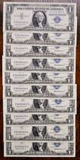 Conjunto de 10 notas sequenciais de 1 dólar certificado prata 1957 - série consecutiva comprar usado  Enviando para Brazil