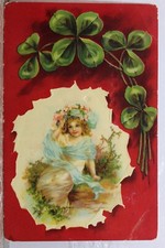 Cartão postal trevo de quatro folhas Art Girl antigo vintage cartão vista padrão correio de lembrança comprar usado  Enviando para Brazil