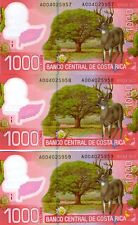 LOTE, Costa Rica, 3 x 1000 Colones 2009 (2011), Polímero P-274a UNC Consecutivo comprar usado  Enviando para Brazil