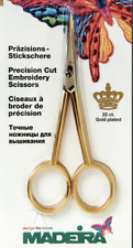 Tesoura de bordado Madeira 22 quilates folheada a ouro corte reto precisão 12 cm 4,5" comprar usado  Enviando para Brazil