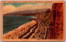 1950 Santa Monica CA-Califórnia, Farol no Espólio de Will Rogers, Cartão Postal comprar usado  Enviando para Brazil