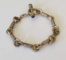 Pulseira de prata esterlina vintage com barra de corda de torção elo ametista âmbar 8"" comprar usado  Enviando para Brazil