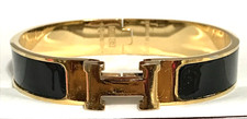 Pulseira feminina HERMES Clic H preta/dourada feita na França comprar usado  Enviando para Brazil