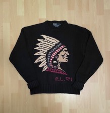 Usado, Suéter de lã vintage Ralph Lauren polo cabeça de índio navajo tricô manual estádio 1994 comprar usado  Enviando para Brazil