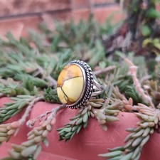 Anel de pedra preciosa de jaspe natural Mook prata esterlina 925 estilo exclusivo feito à mão comprar usado  Enviando para Brazil