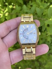Relógio automático Orient ouro pulseira de metal data retangular usado, usado comprar usado  Enviando para Brazil