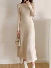 Vestido de festa feminino slim manga longa gola meia alta vestidos suéter de malha comprar usado  Enviando para Brazil