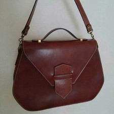 Usado, Bolsa de mão Pourchet bolsa de ombro marrom vermelho retrô feita na França nova sem etiquetas comprar usado  Enviando para Brazil