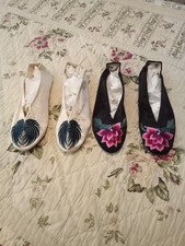 Usado, Dois pares de chinelos vintage bordados de seda década de 1920   comprar usado  Enviando para Brazil