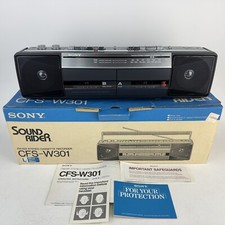 Antigo Sony Sound Rider Dual Cassette Tape Player Boombox CFS-W301 RARO Azul com Caixa comprar usado  Enviando para Brazil