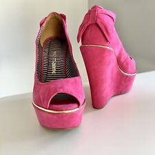 Coquete estético magenta rosa camurça biqueira aberta anilhas Via Marte 6 comprar usado  Enviando para Brazil
