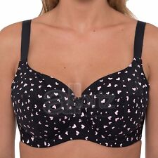 Sutiã feminino copo inteiro com fio plus size preto rosa corações não acolchoado Reino Unido novo comprar usado  Enviando para Brazil