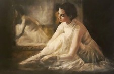 PINTURA A ÓLEO WILLIAM OXER ORIGINAL "How Hallowed The Rose" Country Life senhora comprar usado  Enviando para Brazil
