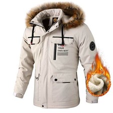 Usado, Jaqueta Parka Masculina Parkas de Lã Grosso Quente Inverno Gola de Pele Masculina Parkas Masculina comprar usado  Enviando para Brazil