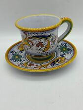 Raro Deruta Raffaellesco Tulipa/Flared 3" Xícara Café/Cappacino Rolo de Corda de Mostarda comprar usado  Enviando para Brazil