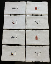 Conjunto de 8 guardanapos de coquetel de linho vintage da década de 1950 bordados madeira gin centeio coquetéis comprar usado Conjunto de 8 guardanapos de coquetel de linho vintage da década de 1950 bordados madeira gin centeio coquetéis comprar usado  Enviando para Brazil