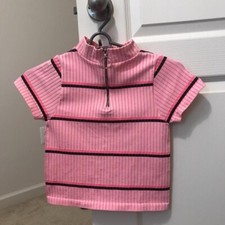 top crop top dinâmico sem costura listrado baby fit com um quarto de zíper comprar usado  Enviando para Brazil