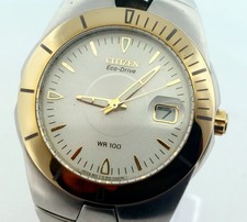 Relógio de data masculino Citizen WR100 Eco Drive dois tons 38 mm - Tamanho 7" E110-K000378 comprar usado  Enviando para Brazil